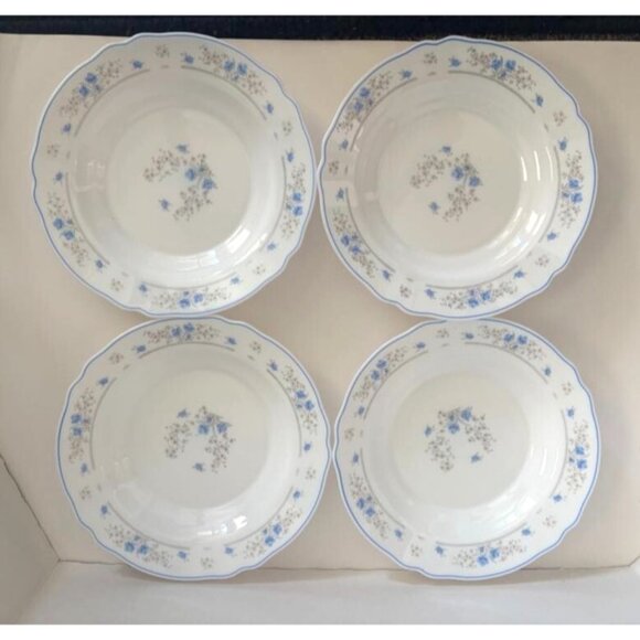 ARCOPAL France Romantique Vintage 9” Pasta/Soup Bowls Blue Flowers Set Of 4 - Picture 3 of 5